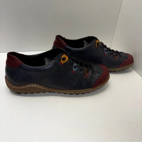 Rieker Liv 61 (L7561) sneakers in navy blue, red, and brown color block - Picture 2 of 11